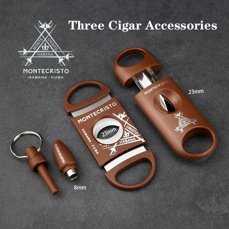 3 Cigar Set Classic Pocket Cigar Cutter V-Cut Sharp Stainless Steel Blade Guillotine Puncher Cutting Knife Accessory for Cohiba