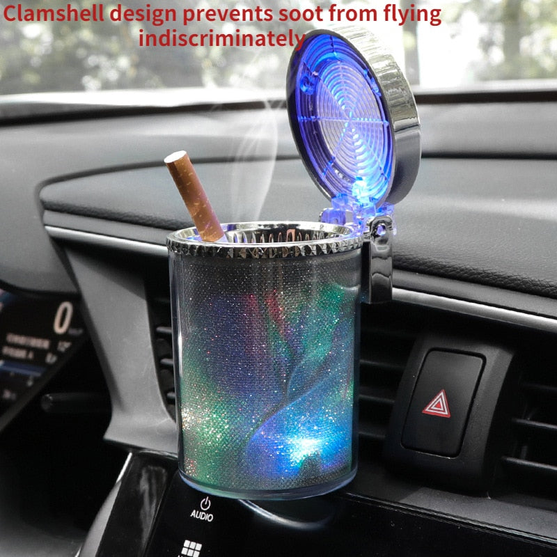 Car Ashtray with LED Light Cigar Cigarette Ashtray Container Ashtray Gas Bottle Smoke Cup Holder Storage Cup car Supplies