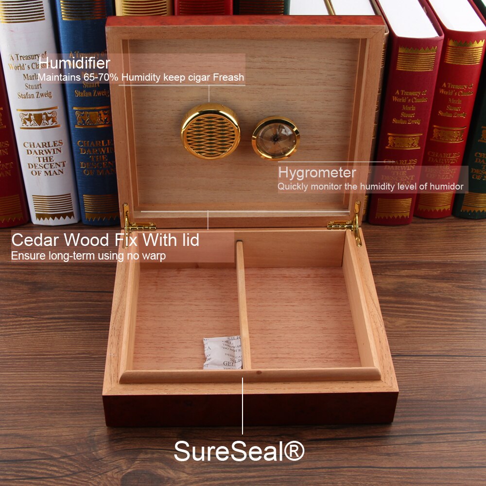 Cedar Wood Travel Humidor Cigar Box Portable Cigar Case W/ Hygrometer Humidifier Cigar Humidor Box For Cigars