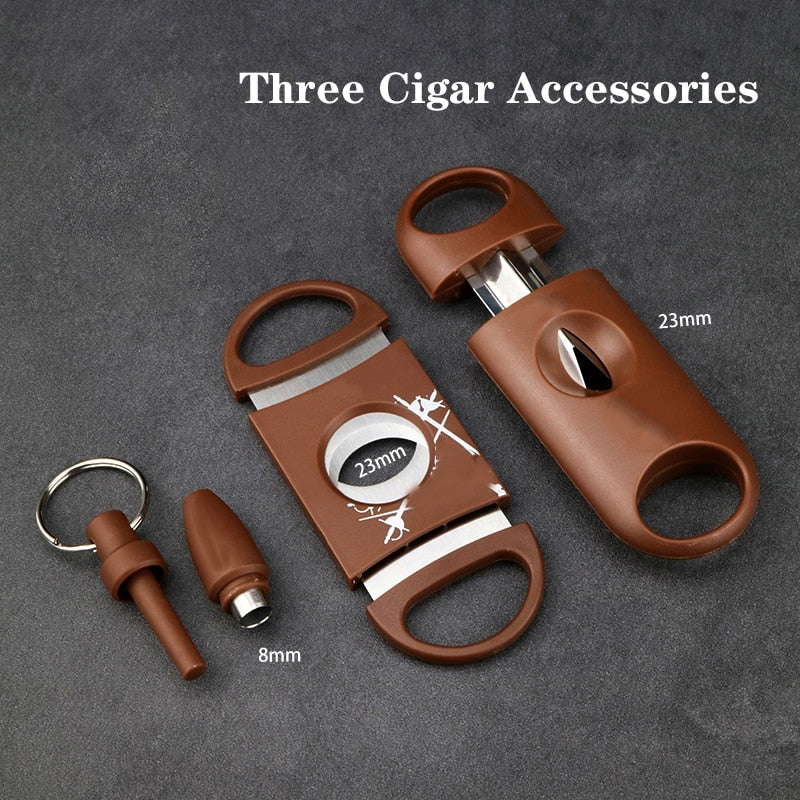 3 Cigar Set Classic Pocket Cigar Cutter V-Cut Sharp Stainless Steel Blade Guillotine Puncher Cutting Knife Accessory for Cohiba